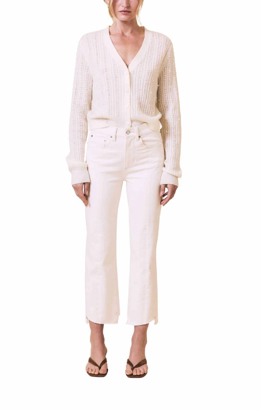 NEW LE JEAN reworked 90's straight ankle jeans in bone